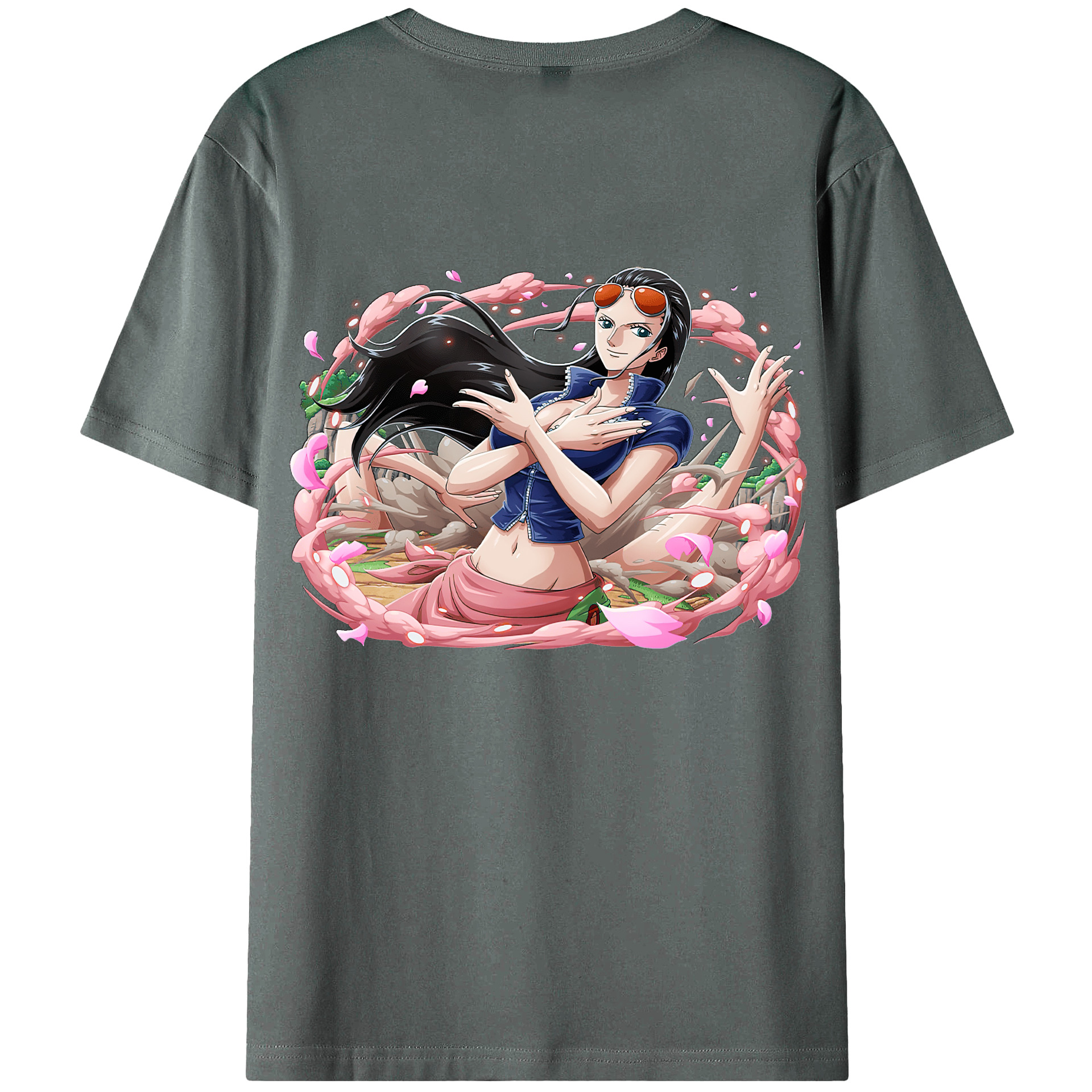 ワンピース ニコ・ロビン ONE PIECE Nico Robin 綿100％ メンズ半袖Tシャツ（バックプリント） 通気性